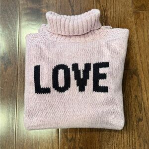 🌟ZADIG $ VOLTAIRE PinkTurtleneck Sweater with 'LOVE' Design